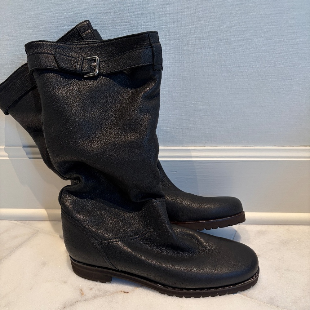 Loro Piana Black Round-Roe Boots